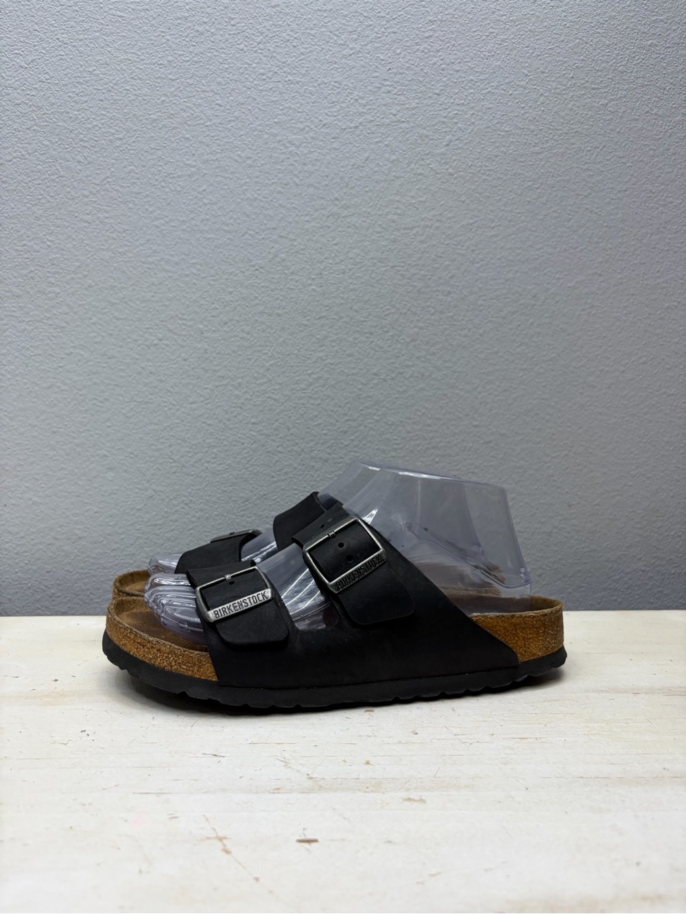 Birkenstock Black Leather Arizona Sandals Size 38